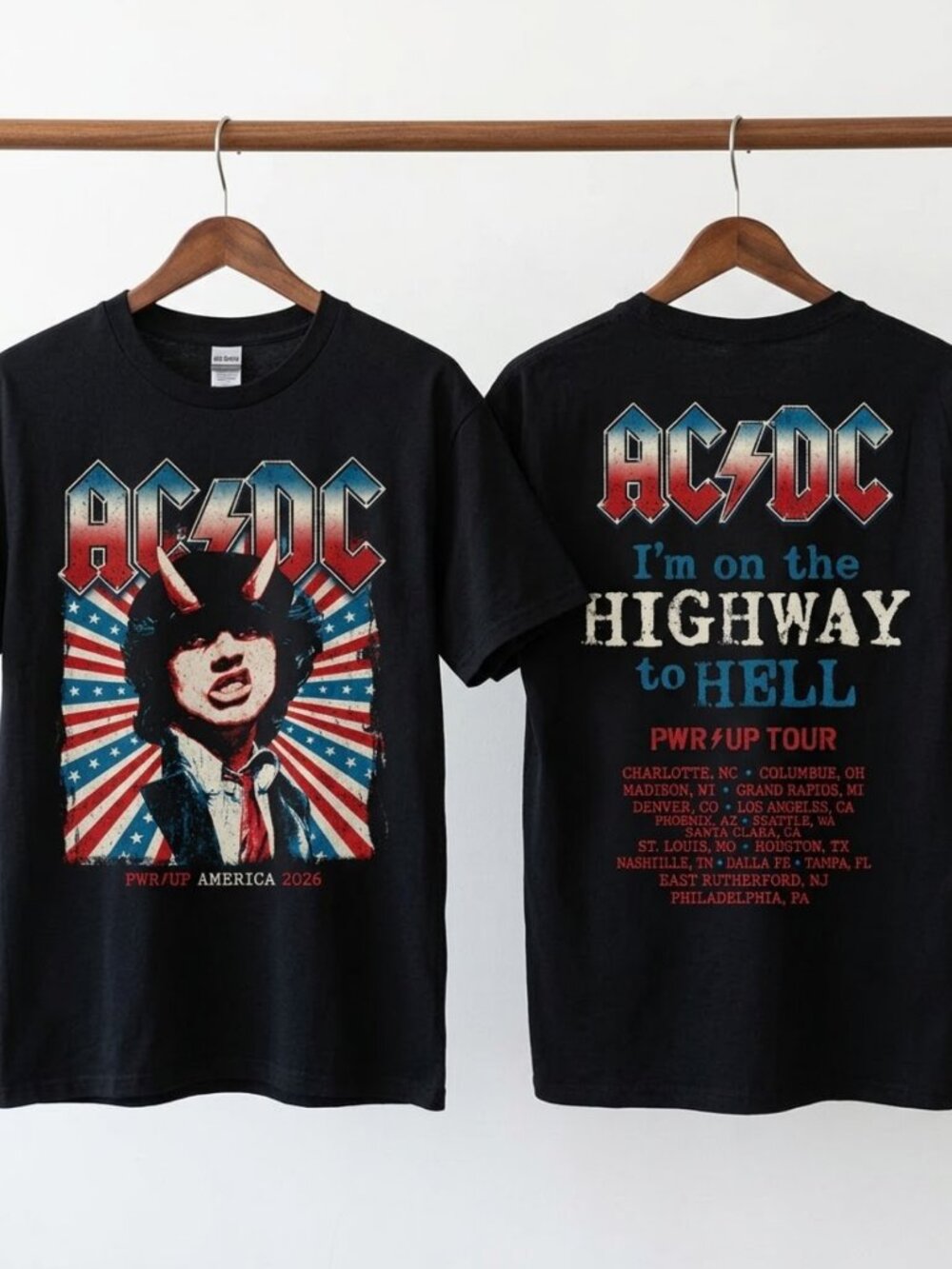 AC/DC Angus Young Highway to Hell PWR UP Tour 2026 Concert Tee Black Reprint